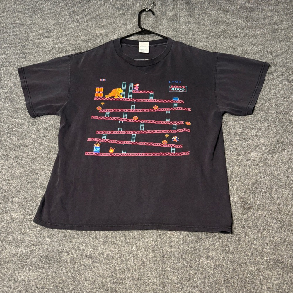 Delta Pro Weight Retro Arcade Game Donkey Kong Graphic T-Shirt Mens Large Black